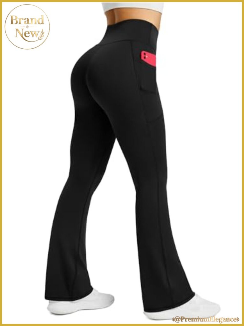 Womens Flared Yoga Pants High Waisted Bell Bottom Bootcut Leggings with Pockets